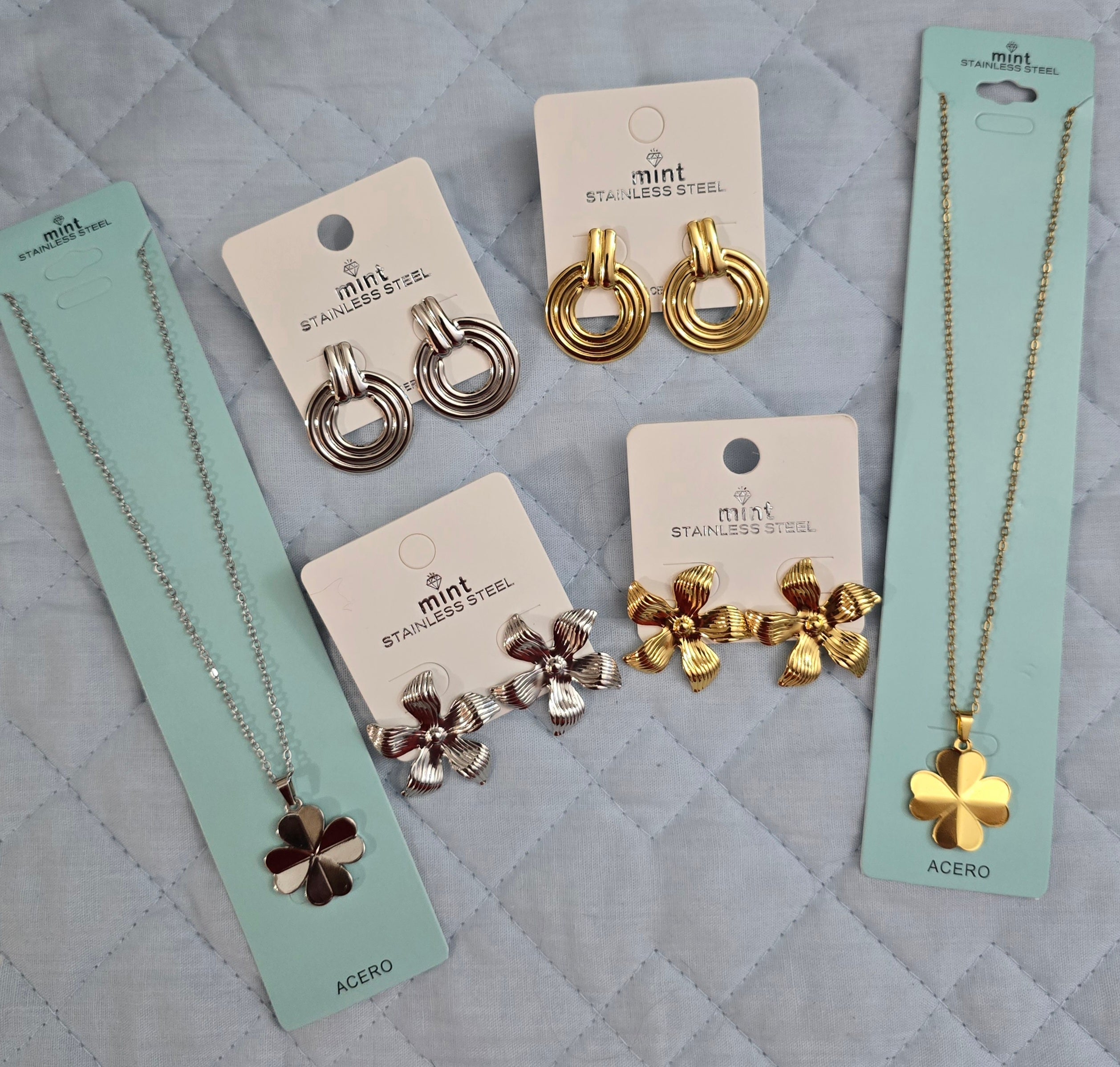 Stainless Steel Earrings & Necklace Bundle